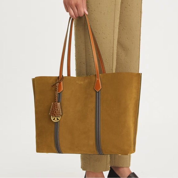 Tory Burch Handbags - TORY BURCH PERRY SUEDE TRIPLE-COMPARTMENT TOTE